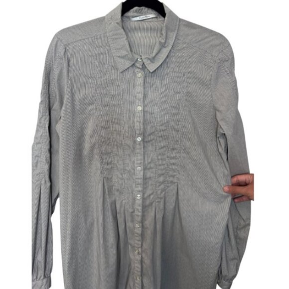 Part Two grey pinstripe button-down long sleeve tunic/mini dress size 10 - Picture 2 of 5